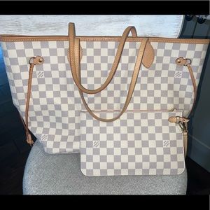 Louis Vuitton Neverfull Damier Azur MM Rose